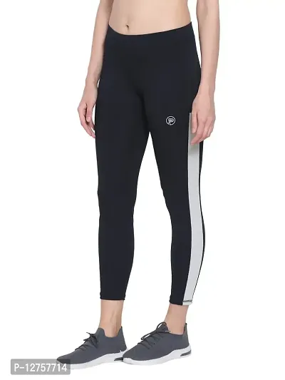 Popster Navy Blue Color Block 4 Way Lycra Skinny Womens Yoga Pants-thumb3