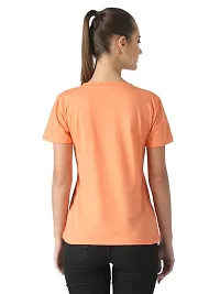 Popster Peach Solid Cotton Round Neck Regular Fit Half Sleeve Womens T-Shirt-thumb2