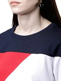 Popster Multi Color Blocked Cotton Round Neck Regular Fit Long Sleeve Womens Sweatshirt-thumb3