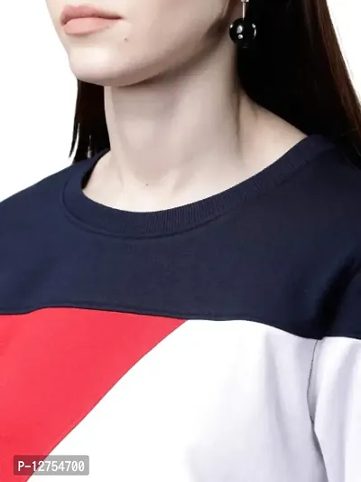 Popster Multi Color Blocked Cotton Round Neck Regular Fit Long Sleeve Womens Sweatshirt-thumb4