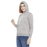 Popster Grey Printed Fleece Hoody Regular Fit Long Sleeve Womens Sweatshirt(POP0118499-XL)-thumb2