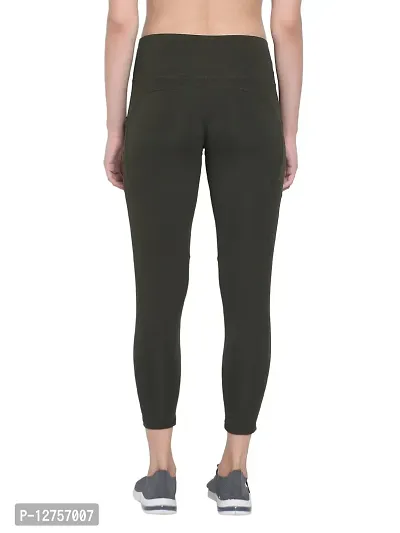 Popster Olive Solid 4 Way Lycra Skinny Womens Yoga Pants-thumb4