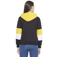 Popster Multi Color Color Block Fleece Hoody Regular Fit Long Sleeve Womens Sweatshirt(POP0118476-S) Yellow-thumb3