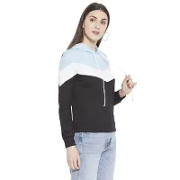 Popster Multi Color Block Cotton Hoody Regular Fit Long Sleeve Womens Sweatshirt(POP0118497-S) Sky Blue-thumb1