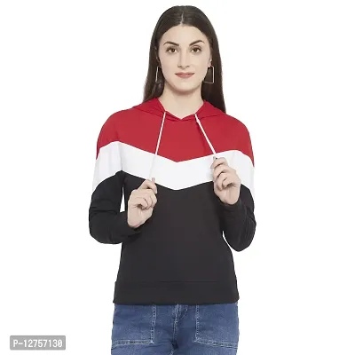 Popster Block Cotton Hoody Regular Fit Long Sleeve Womens Sweatshirt