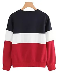 Popster Multi Color Blocked Fleece Round Neck Regular Fit Long Sleeve Womens Sweatshirt | Winter Wear for Women  Girls | for Dailywear, Casual, Office Wear-thumb1