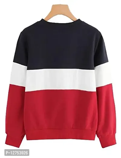 Popster Multi Color Blocked Fleece Round Neck Regular Fit Long Sleeve Womens Sweatshirt | Winter Wear for Women  Girls | for Dailywear, Casual, Office Wear-thumb2