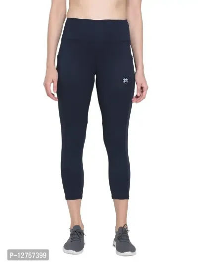 Popster Navy Blue Solid 4 Way Lycra Skinny Womens Yoga Pants