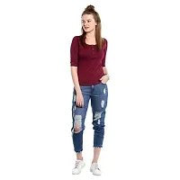 Popster Women's T-Shirt (POP0118178-A_Maroon_Large)-thumb3