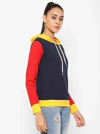 Popster Multi Color Block Cotton Hoody Regular Fit Long Sleeve Womens Sweatshirt-thumb2
