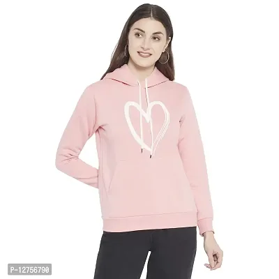 Popster Peach Printed Fleece Hoody Regular Fit Long Sleeve Womens Sweatshirt(POP0118490-XL)