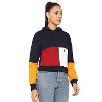 Popster Multi Color Block Cotton Hoody Regular Fit Long Sleeve Womens Sweatshirt Maroon-thumb2