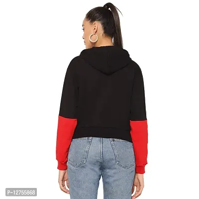 Popster Multi Color Block Cotton Hoody Regular Fit Long Sleeve Womens Sweatshirt Mustard-thumb2