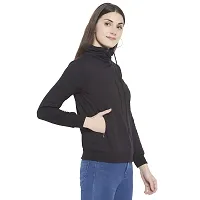 Popster Black Solid Fleece Turtle Neck Regular Fit Long Sleeve Womens Sweatshirt(POP0218231-S)-thumb1