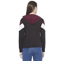 Popster Multi Color Block Cotton Hoody Regular Fit Long Sleeve Womens Sweatshirt(POP0118495-L) Maroon-thumb3