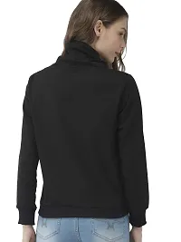 Popster Black Solid Fleece Turtle Neck Regular Fit Long Sleeve Womens Sweatshirt-thumb1