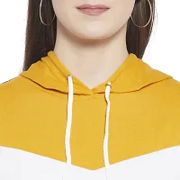 Popster Multi Color Block Cotton Hoody Regular Fit Long Sleeve Womens Sweatshirt(POP0118494-S) Mustard-thumb4