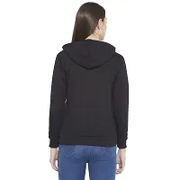 Popster Black Printed Fleece Hoody Regular Fit Long Sleeve Womens Sweatshirt(POP0118491-M)-thumb3