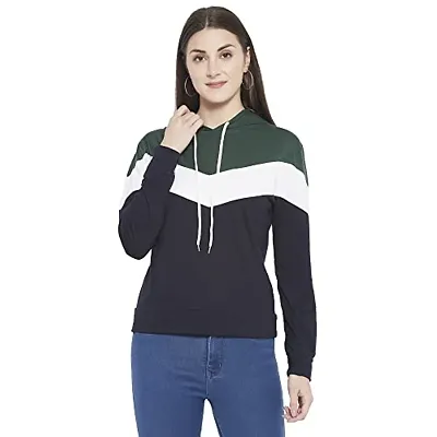 Popster Block Cotton Hoody Regular Fit Long Sleeve Womens Sweatshirt