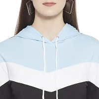 Popster Multi Color Block Cotton Hoody Regular Fit Long Sleeve Womens Sweatshirt(POP0118497-S) Sky Blue-thumb4