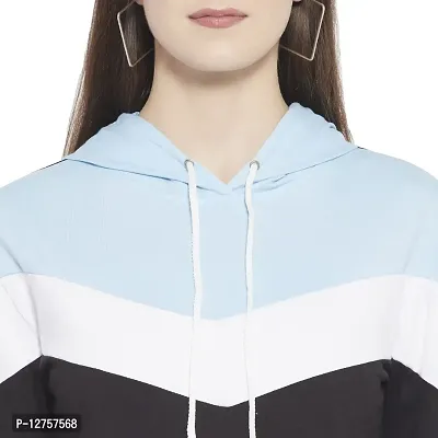 Popster Multi Color Block Cotton Hoody Regular Fit Long Sleeve Womens Sweatshirt(POP0118497-S) Sky Blue-thumb5
