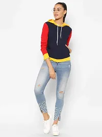 Popster Multi Color Block Cotton Hoody Regular Fit Long Sleeve Womens Sweatshirt-thumb4