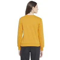 Popster Mustard Printed Fleece Round Neck Regular Fit Long Sleeve Womens Sweatshirt(POP0118469-L)-thumb3