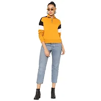 Popster Color Block Cotton High Neck Regular Fit Long Sleeve Womens Sweatshirt-thumb3