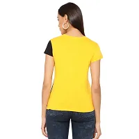 Popster Multi Color Blocked Cotton Round Neck Regular Fit Half Sleeve Womens Tshirt (POP0118392-XL)-thumb1