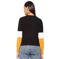 Popster Multi Color Blocked Cotton Round Neck Regular Fit Long Sleeve Womens Crop T-Shirt Mustard-thumb1
