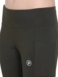 Popster Olive Solid 4 Way Lycra Skinny Womens Yoga Pants-thumb4