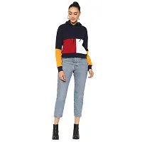 Popster Multi Color Block Cotton Hoody Regular Fit Long Sleeve Womens Sweatshirt Maroon-thumb3