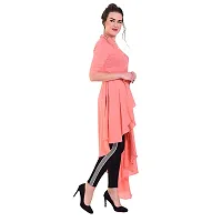Popster Peach Solid Rayon Blend Collar Regular Fit Half Sleeve Womens Dress-thumb1