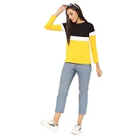 Popster Multi Blocked Cotton Round Neck Regular Fit Long Sleeve Womens T-Shirt (POP0118366-S)-thumb4