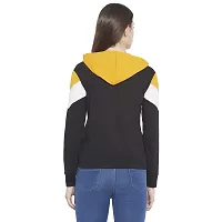 Popster Multi Color Block Cotton Hoody Regular Fit Long Sleeve Womens Sweatshirt(POP0118494-S) Mustard-thumb3