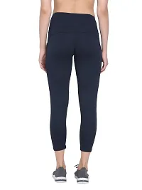 Popster Navy Blue Solid 4 Way Lycra Skinny Womens Yoga Pants-thumb3