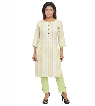 Stylish Cotton Blend Printed A-Line Kurtis Bottom Set