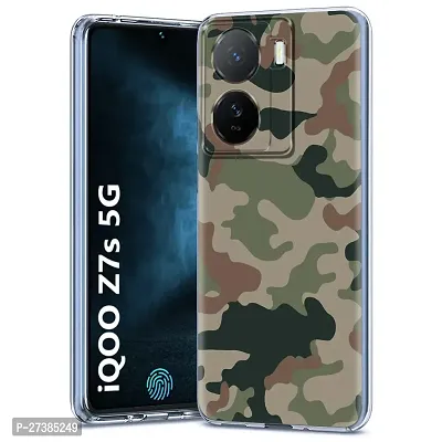 Memia Shockproof Printed Back Cover Case for iQOO Z7S 5G (Transparent)