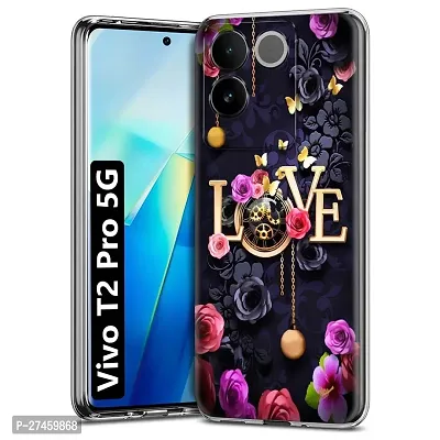 Memia Shock Proof Protective Soft Transparent Printed Back Case Cover for Vivo T2 Pro 5G-thumb0