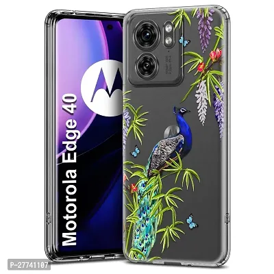 Memia Shockproof Printed Back Cover Case for Motorola Edge 40 (Transparent)