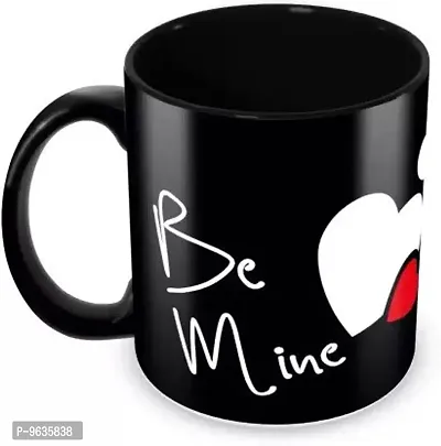 ull Black Be Mine Printed Tea and Coffee 350 Ml Ceramic for Couples Ceramic Coffee Mug  (350 ml)-thumb0
