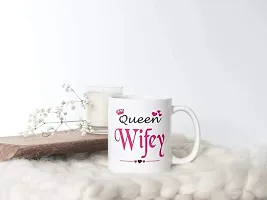 Queen Wifey King Hubby Printed Tea  Coffee 350ml Ceramic for Couples Ceramic Coffee Mug-thumb2