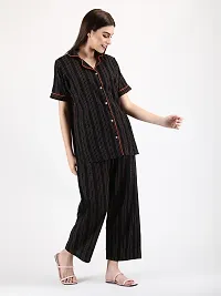 Women's Printed Premium Cotton Shirt Pyjama Set Night Suit-thumb1