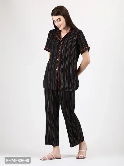 Women's Printed Premium Cotton Shirt Pyjama Set Night Suit-thumb5