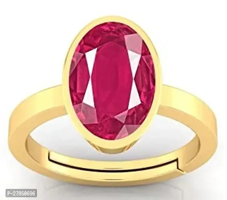 6.25 Ratti Ruby Manik Loose Gemstone Gold Plated Birthstone Astrology Rashi Ratan Adjustable Ring for Men  Women