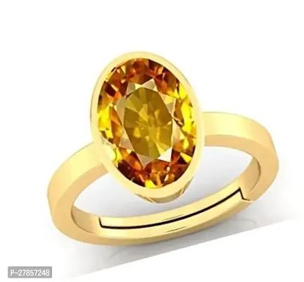 8.25 Ratti Yellow Sapphire Pukhraj Gemstone Ring Gold for Women's and Men's