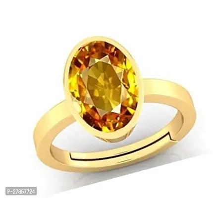 9.25 Ratti Yellow Sapphire Pukhraj Gemstone Ring Gold for Womens and Mens