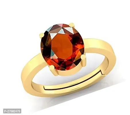 8.25 Ratti Red Natural Gomed Gemstone Ashtadhatu Adjustable Ring for Men and Women