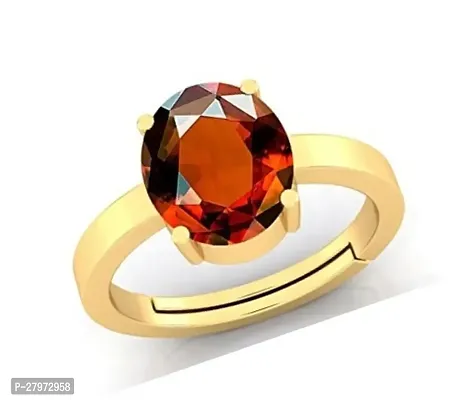 12.25 Ratti Red Natural Gomed Gemstone Ashtadhatu Adjustable Ring for Men and Women-thumb0