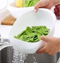 PLASTIC RICE BOWL / FOOD STRAINER THICK DRAIN BASKET WITH HANDLE FOR RICE, VEGETABLE  FRUIT-thumb1